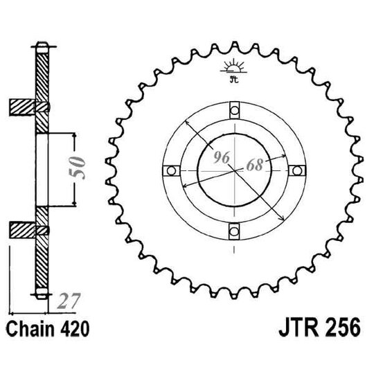 Reťazová rozeta JT JTR 256-38 38T, 420